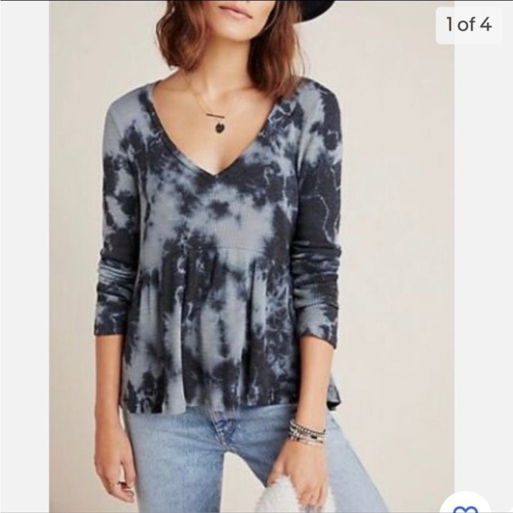 Anthropologie T.la Tie Dye Jill Babydoll Peplum Top Size XS Petite (Like New)